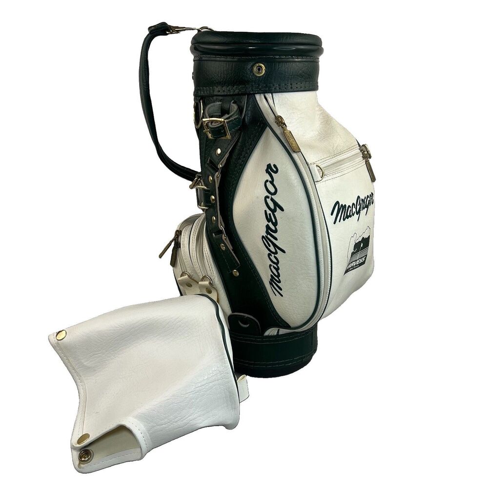 Vintage MacGregor Mini Golf Bag Den Caddy W Cover Green White Display Collectibe